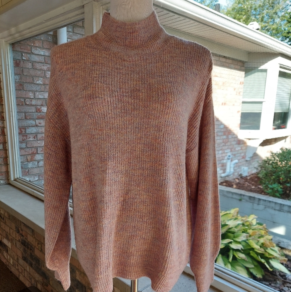 Dip L Pink Marled Acrylic Tunic Sweater Batwing Sleeve